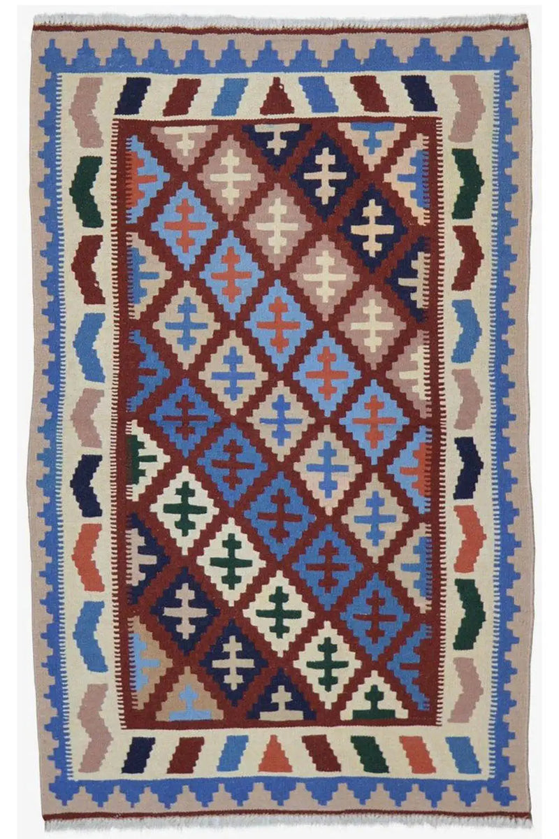 Kilim Qashqai - Multicolor 8PL 148x94cm - German Carpet Shop
