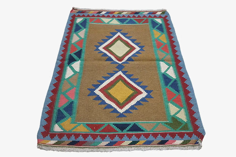 Kilim Qashqai - Multicolor 14PL 140x96cm - German Carpet Shop